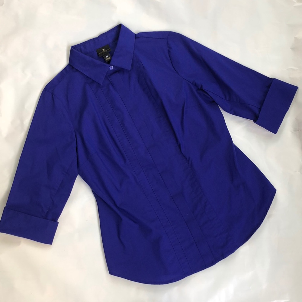NWOT Worthington (Petite) Indigo Button Up Blouse - Picture 1 of 5